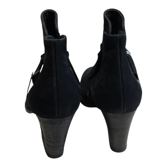 Paul Green Boots US SIZE 8 Malibu Bootie Black Nubuck Double Zip Block Heel New - Picture 4 of 13